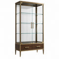Glasvitrine 90 x 40 x 180 cm aus Metall Glas und Holz in Braun Bronze mit Schubladen