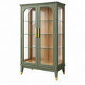 Vitrine 90 x 40 x 180 cm aus Holz und Glas in Grün mit Glastüren