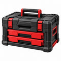 Werkzeugkoffer 50 x 25 x 28 cm Kunststoff Schwarz-Rot mit Schubladen und Tragegriff