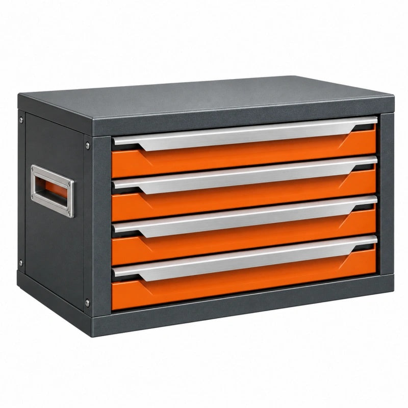 Werkzeug-Schubladenbox 60 x 30 x 35 cm Stahl Grau Orange mit 4 Schubladen
