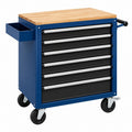Werkzeugwagen 77 x 46 x 97 cm Stahl Holz Blau Schwarz mit 7 Schubladen