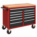 Werkzeugwagen 105 x 46 x 95 cm Stahl Holz Rot Schwarz mit 12 Schubladen